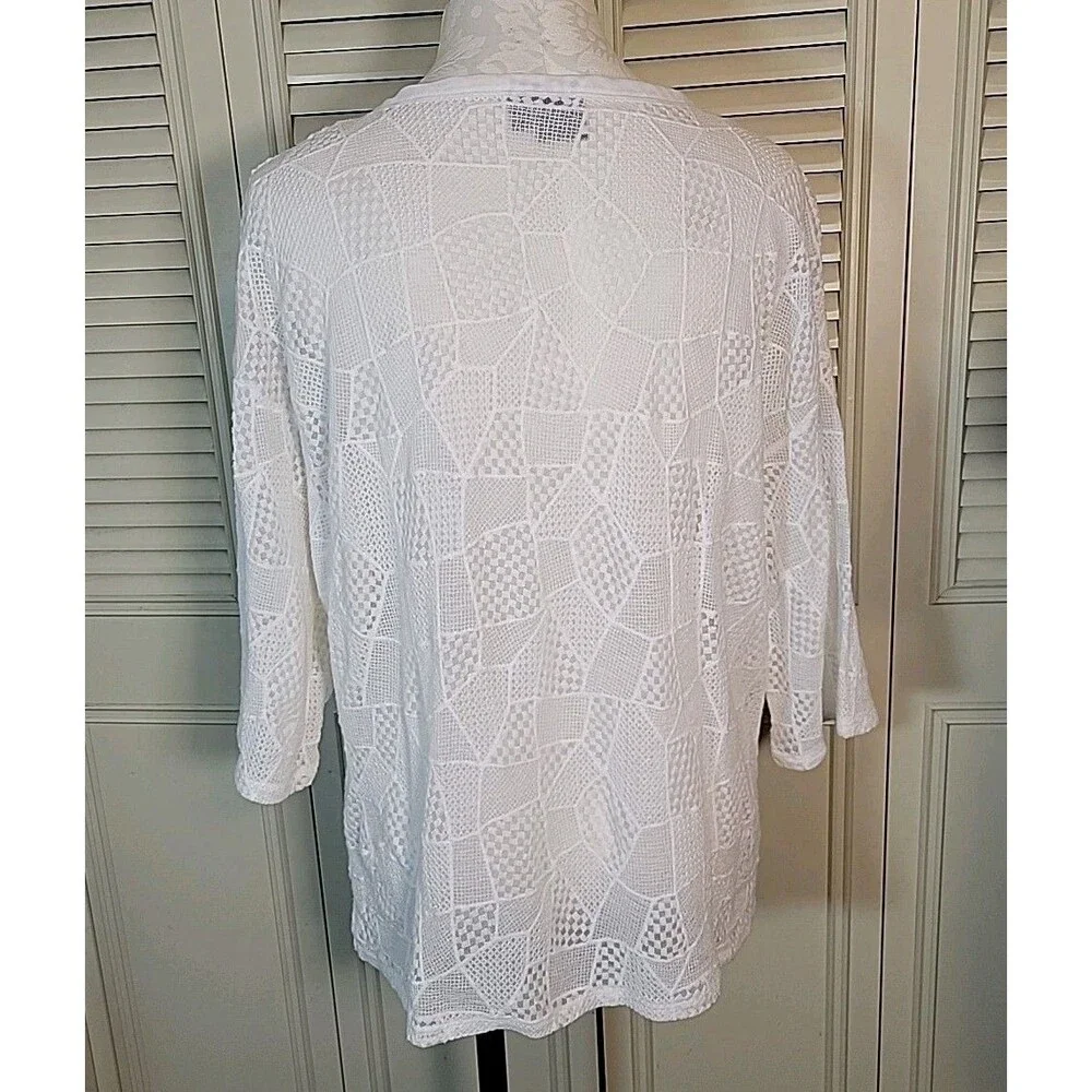 Rafaella White Top See Thru Lace ~ Size 2X ~ Shell/Over Shirt ~ Summer Sun Fun